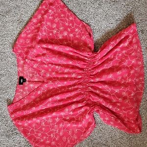 Red patterned sheer shirt. Size M